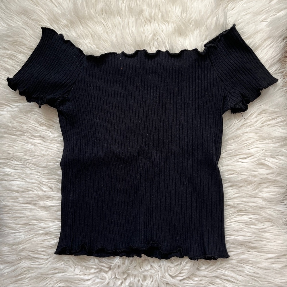 ZARA TRAFALUC spring summer 2017 Off the Shoulder Black Top